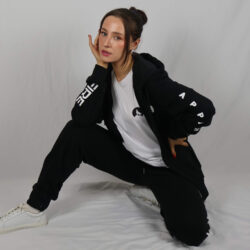 Zipper Hoodie Sleeve Printed Women